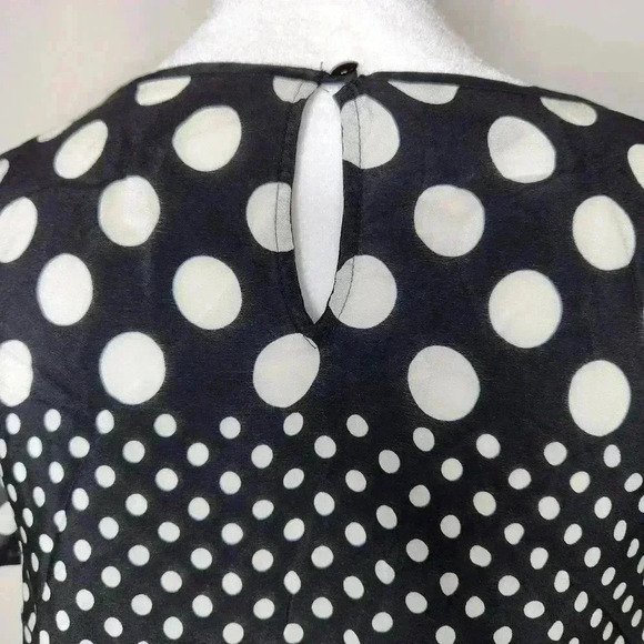 Talbots petite black and white polka dots blouse size petite small - Picture 4 of 6